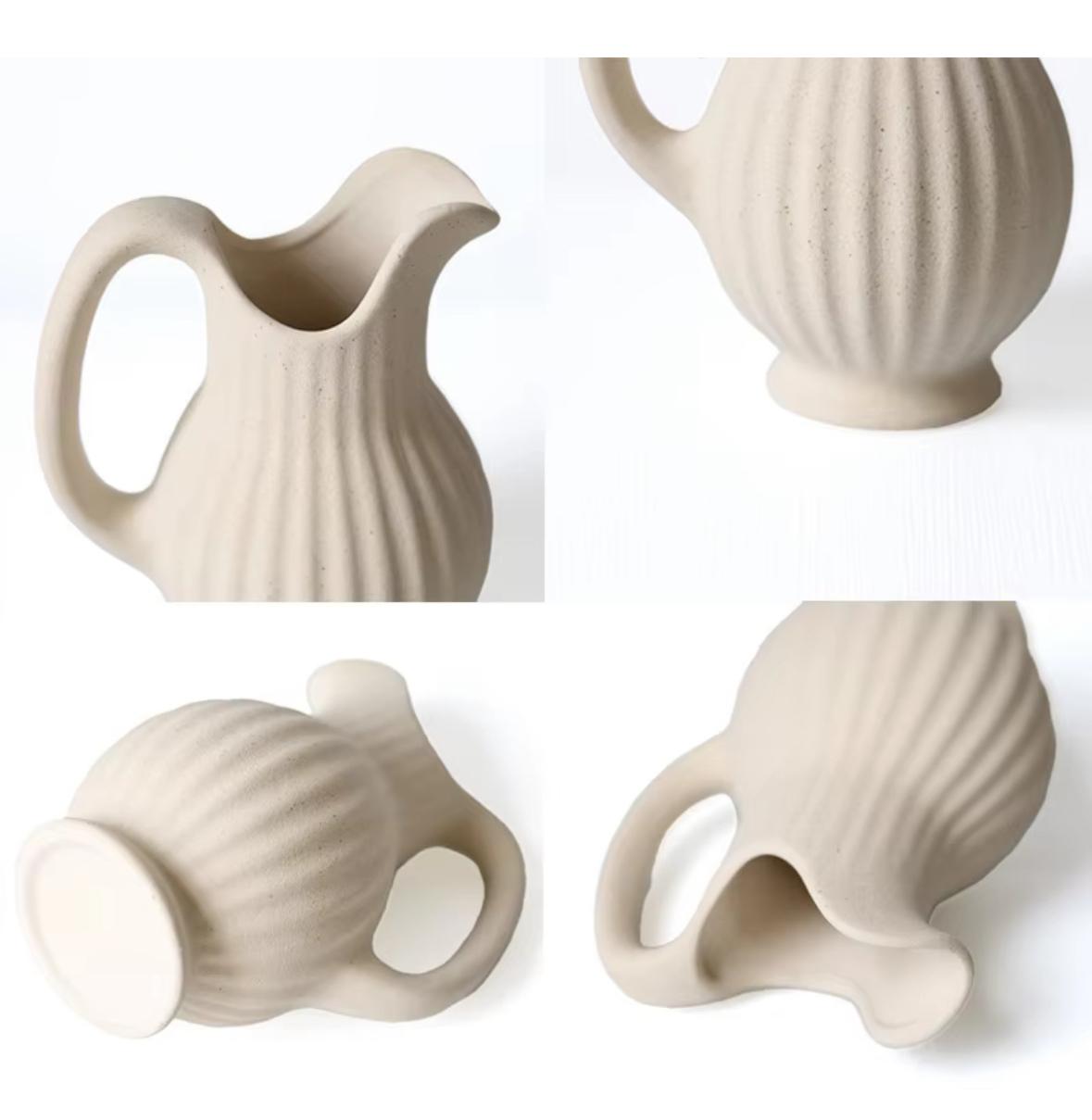 Cream Dream Pitcher Set-Ceramic Floral Vases