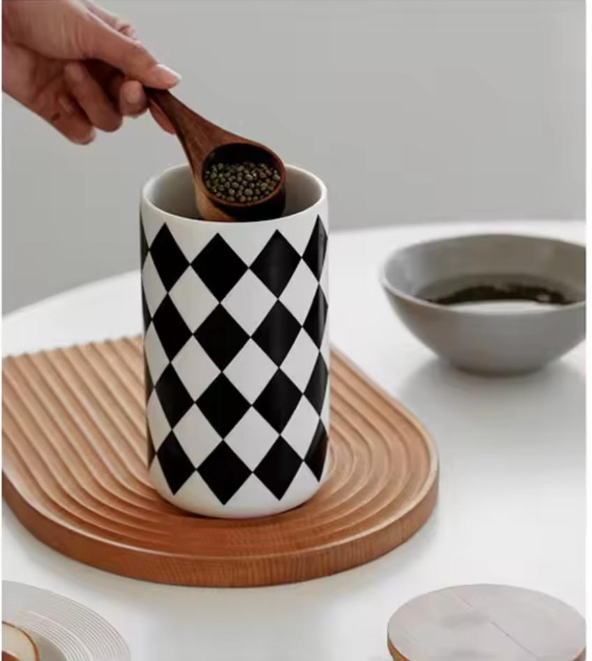 MONOCHROME BLOCK PRINTS CANISTERS