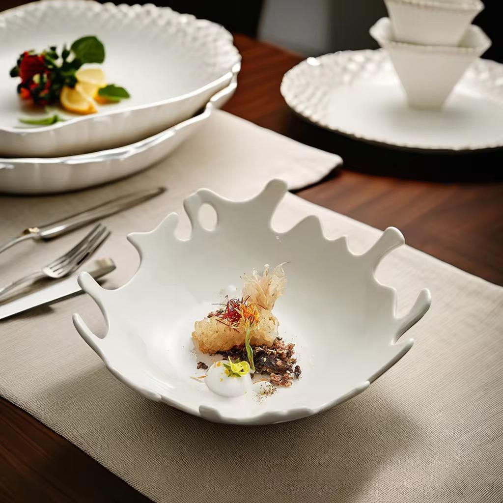 Ocean Drift Coral-Edge Porcelain Serving Bowl