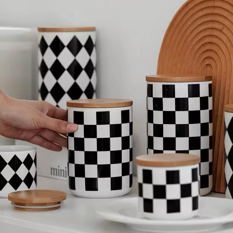MONOCHROME BLOCK PRINTS CANISTERS