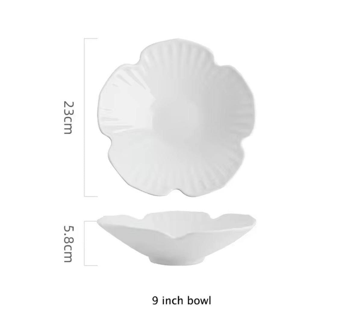 Bloom Collection – White Ceramic Serving Bowls in 3 Sizes