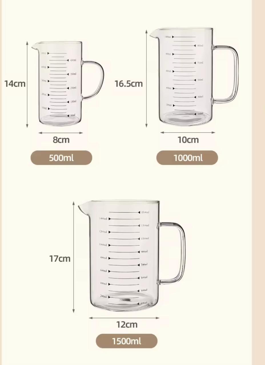 Clear Borosilicate Glass Pitcher | Microwave & Stove Safe | 500ml–1500ml