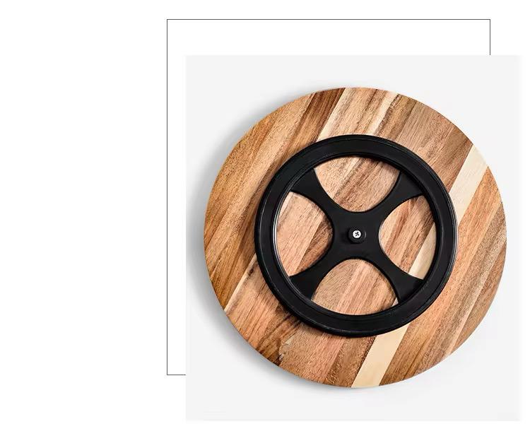 360° Rotating Acacia Wooden Platter with Clear Dome