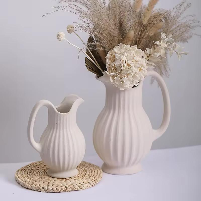 Cream Dream Pitcher Set-Ceramic Floral Vases