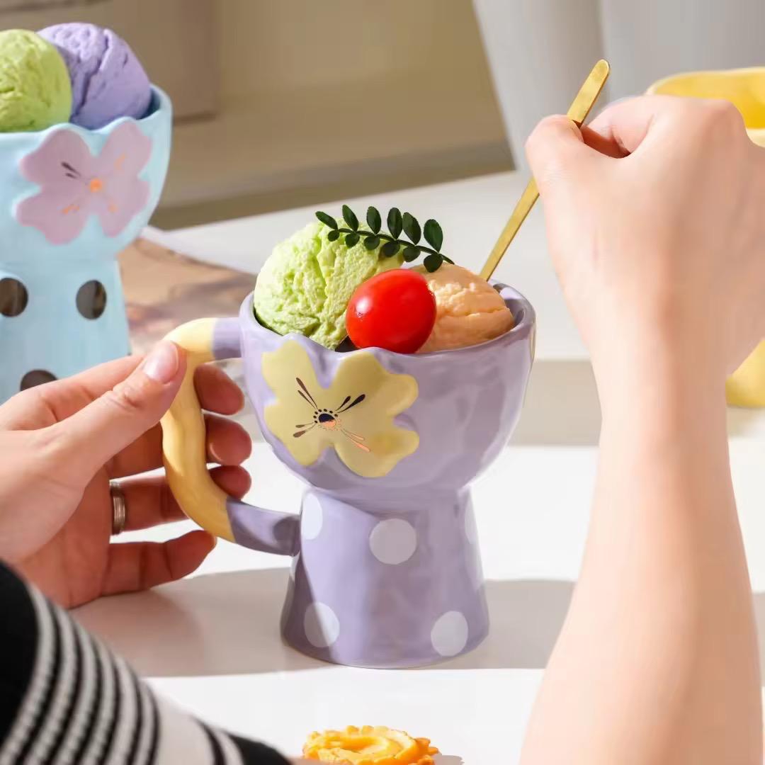 Vibrant Goblet- Style Dessert Cups with Handle