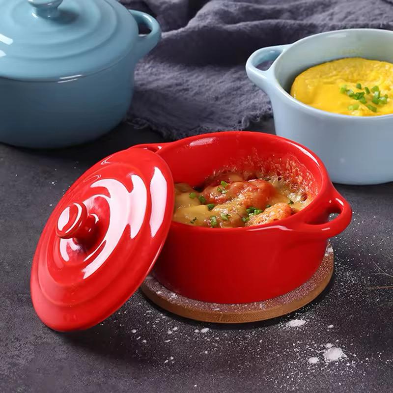 Mini Ceramic Casserole with Lid & Handles – 200ml
