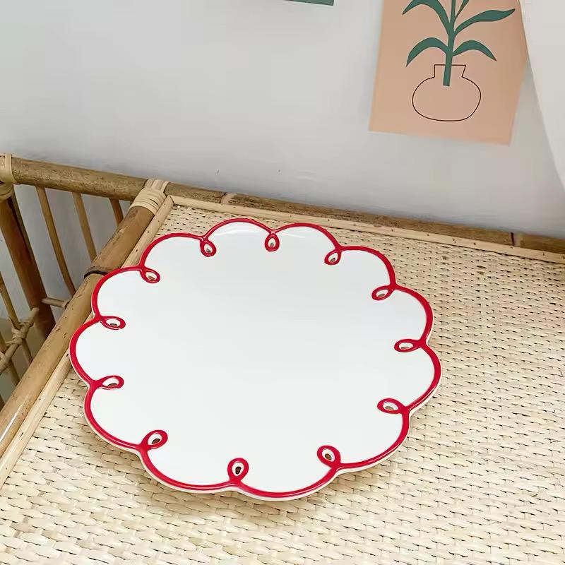 Flower Border Snack Plate Set