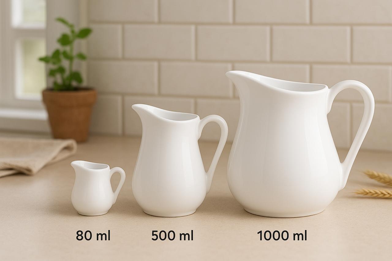 Timeless White Ceramic Pouring Jugs - Small, Medium, Large