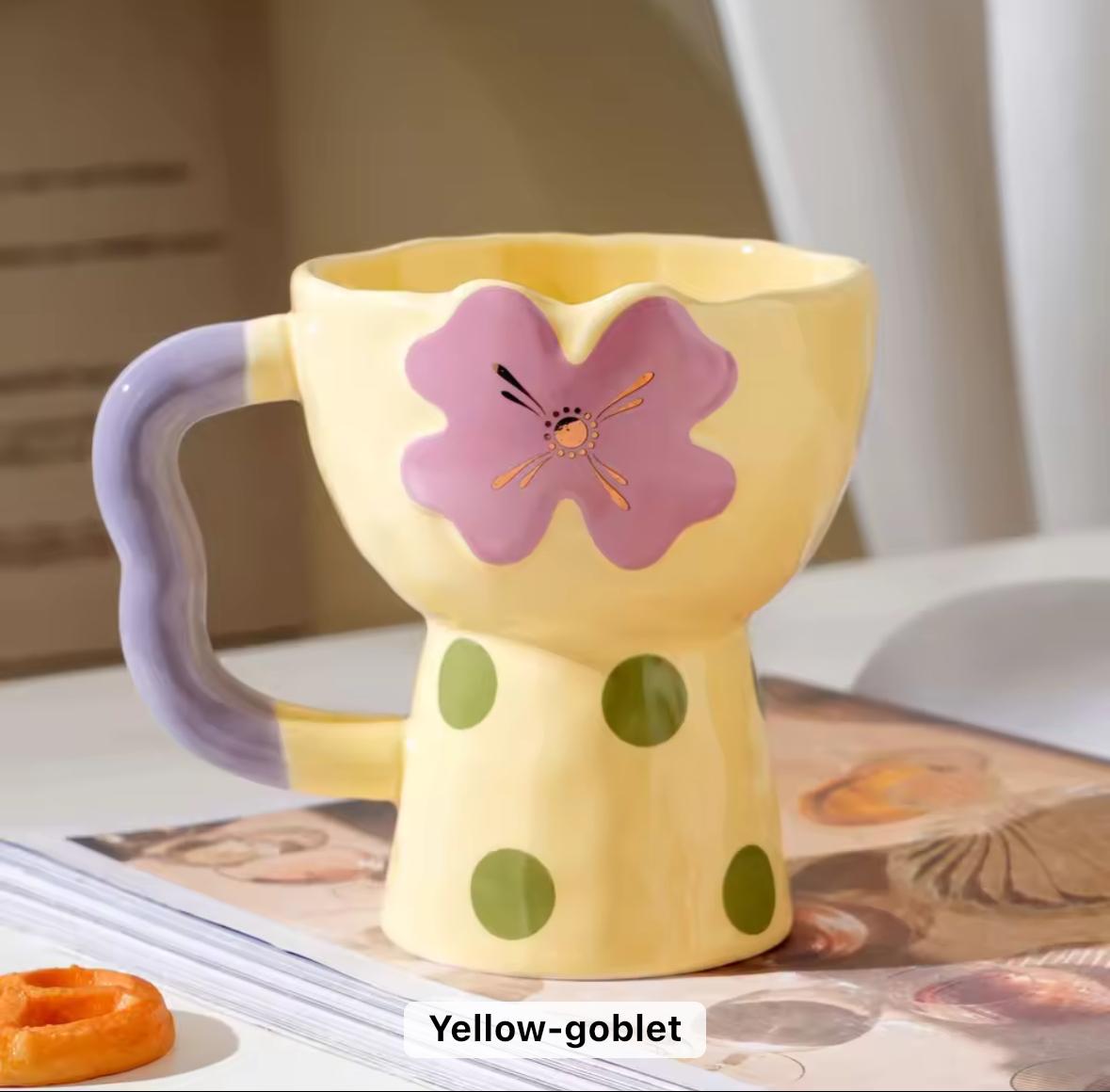 Vibrant Goblet- Style Dessert Cups with Handle