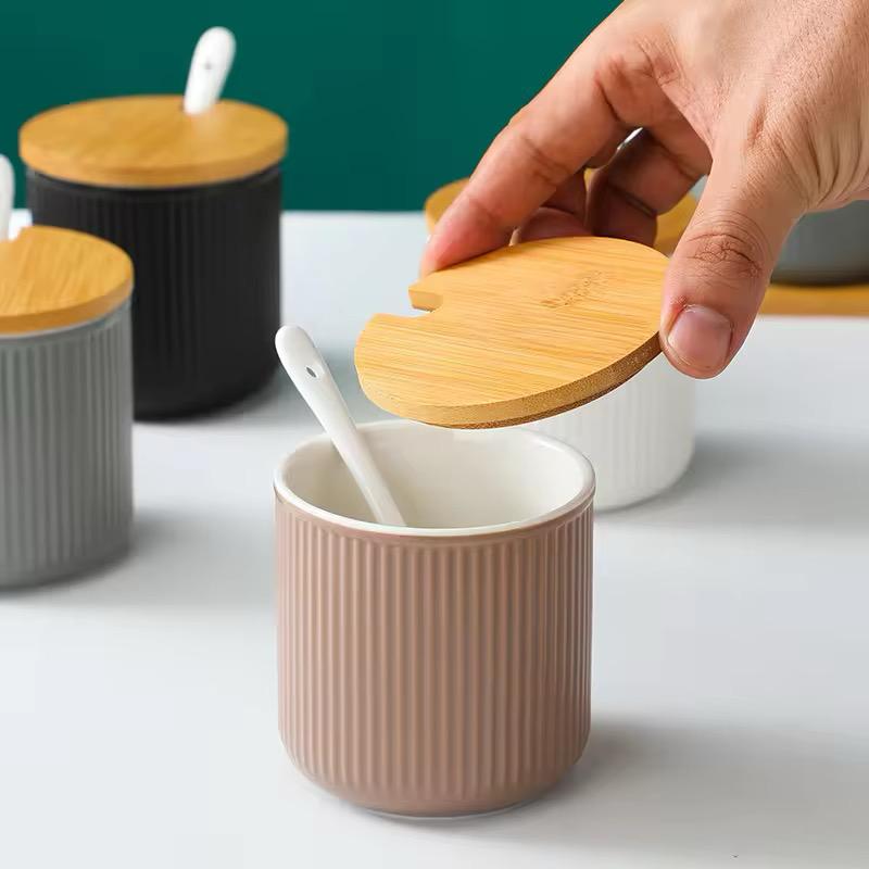 Earth-Tone Ceramic Canister Set of 3