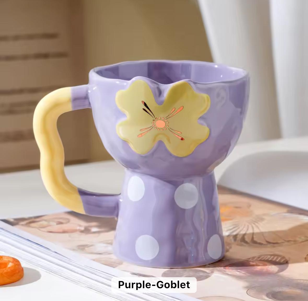 Vibrant Goblet- Style Dessert Cups with Handle