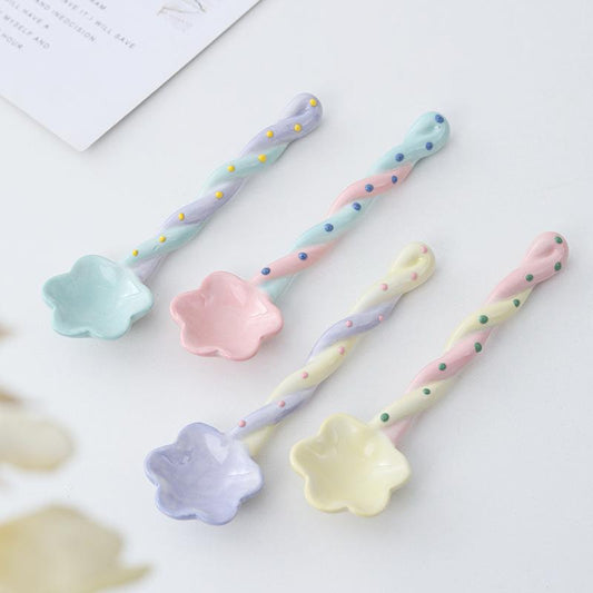Whimsical Bloom Ceramic Spoons