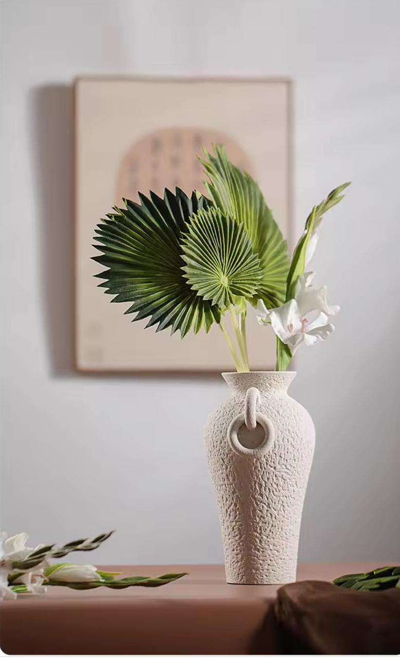 Aria Ring-Handle Tall Ceramic Vase