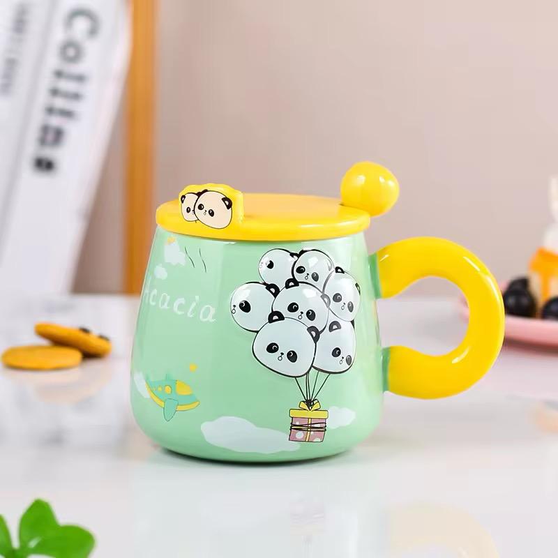 Cloud-Nine Balloon Ceramic Mug Set -400 ML- With Lid & Cute Spoon