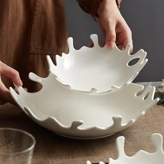 Ocean Drift Coral-Edge Porcelain Serving Bowl
