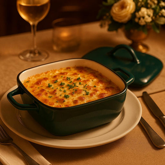 Premium Deep Green Ceramic Baking Dish with Lid-500 ml