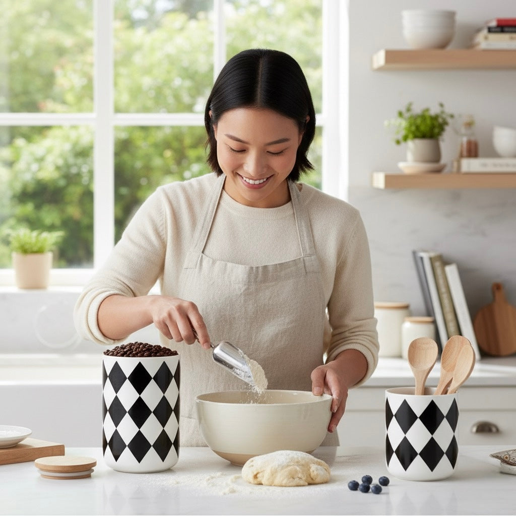 MONOCHROME BLOCK PRINTS CANISTERS