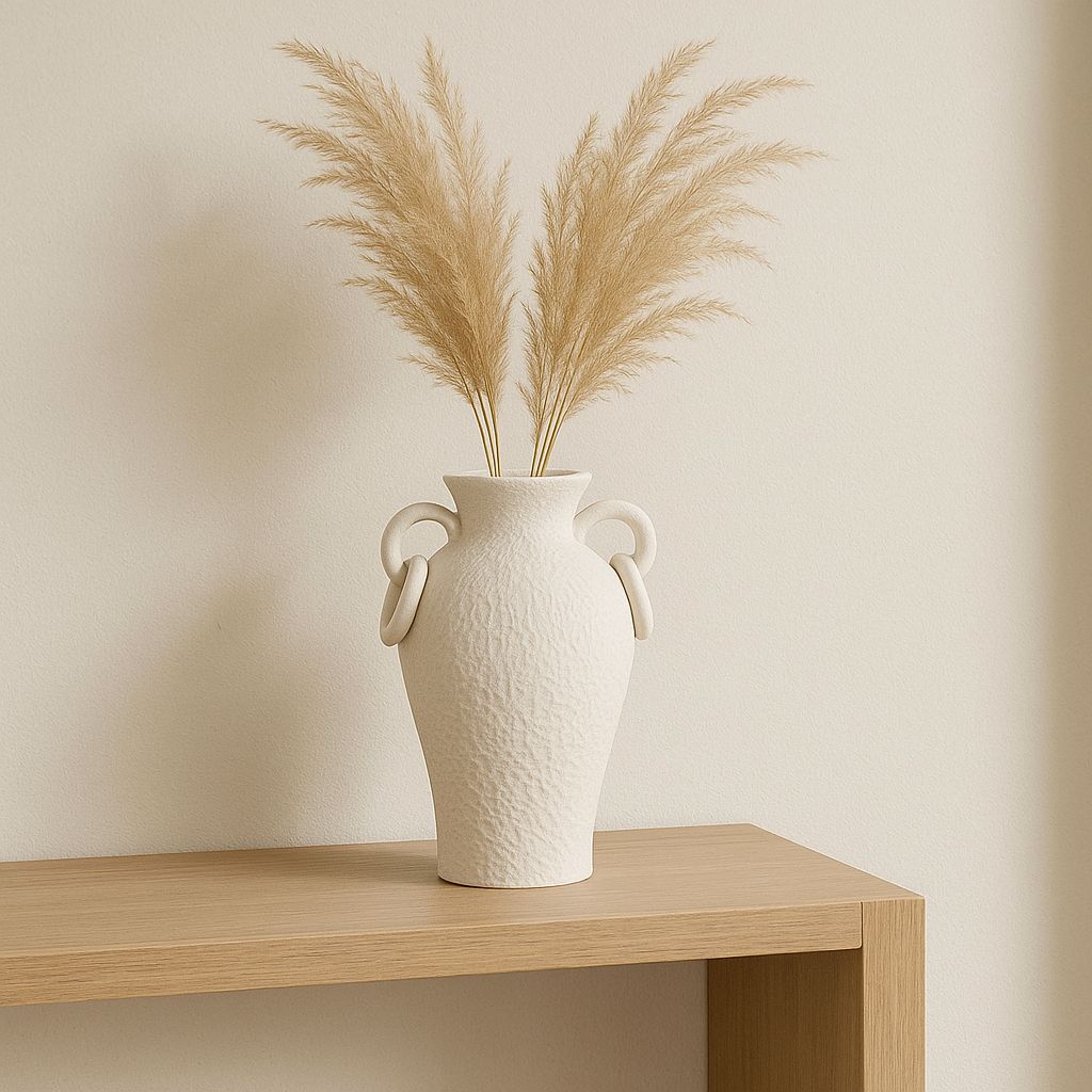 Aria Ring-Handle Tall Ceramic Vase