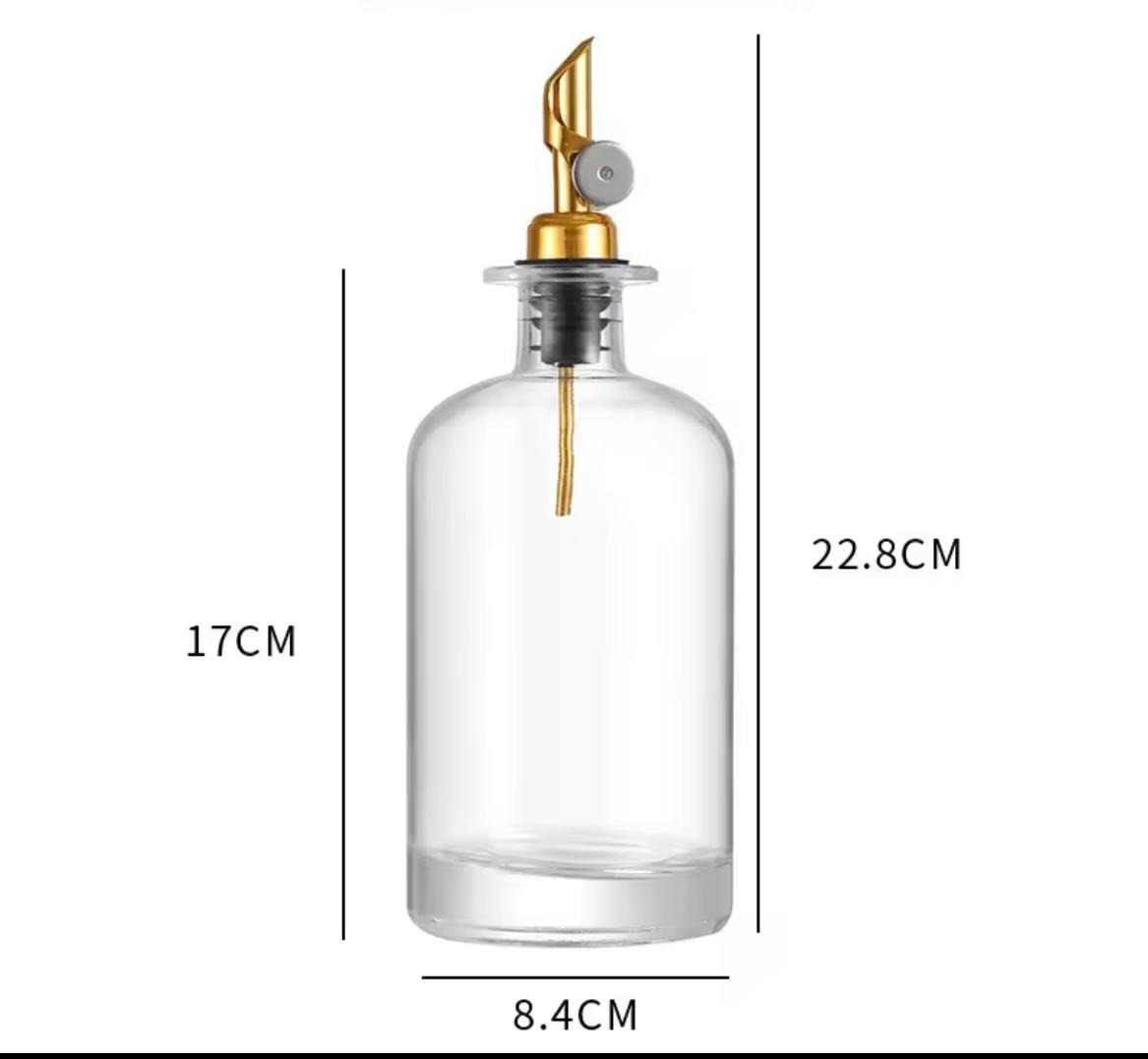 Set of 2 Luxury Glass Oil Pourer with Gold Spout -500 ML each| Kitchen Essentials