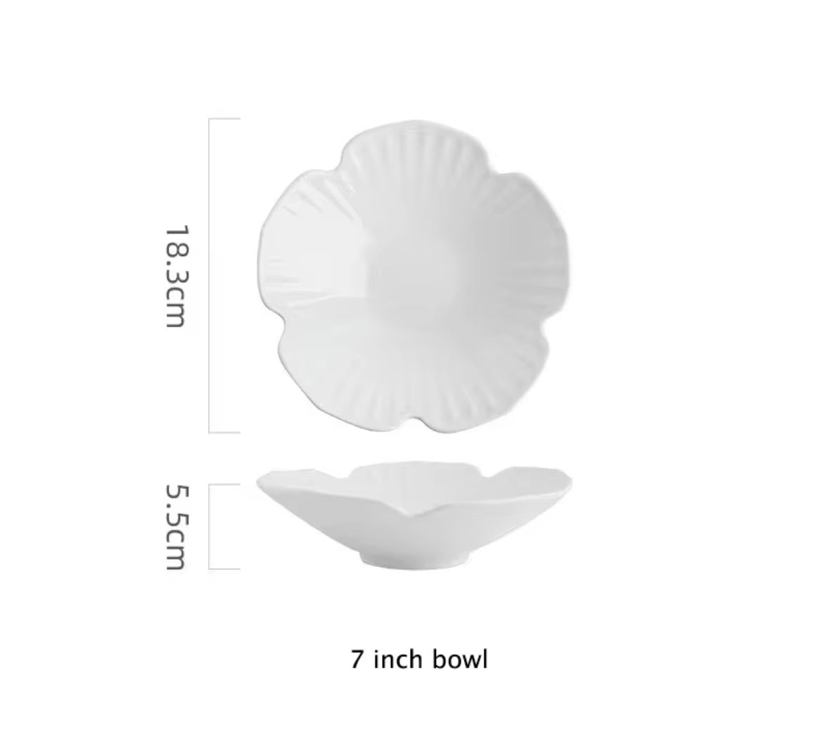 Bloom Collection – White Ceramic Serving Bowls in 3 Sizes