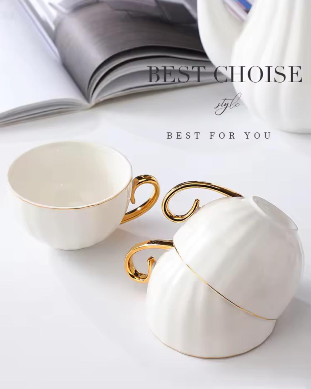 Royal White Tea Pot Set - with Kettle & Serving Tray