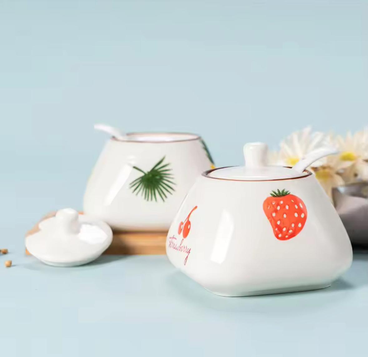 Tropical Bliss Ceramic Condiment Jars Set of 2