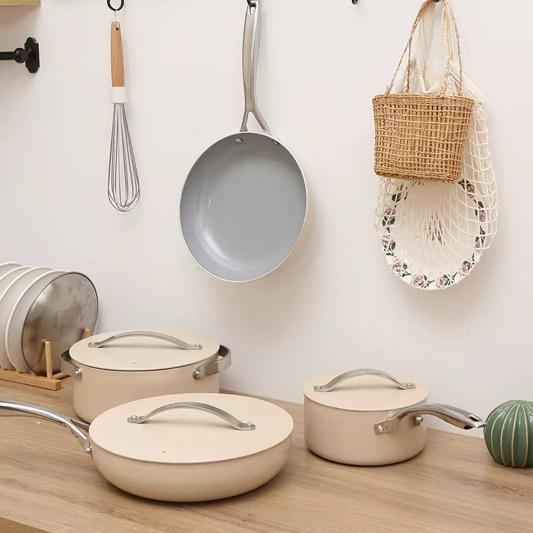 ZEN FLAME CERAMIC COATED HEALTHY COOKWARE SET OF 4 BY THE MACAU HOME