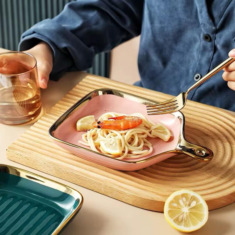 Golden Gridle Charm-Square Ceramic Tray