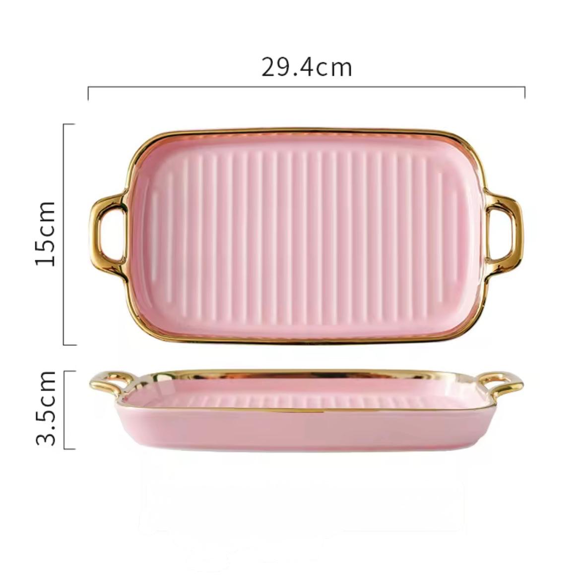 Glided Grove Ceramic Rectangle Serving Tray