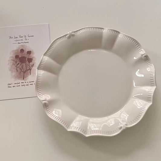 Classic Scalloped White Porcelain Snack/ Dessert Plate