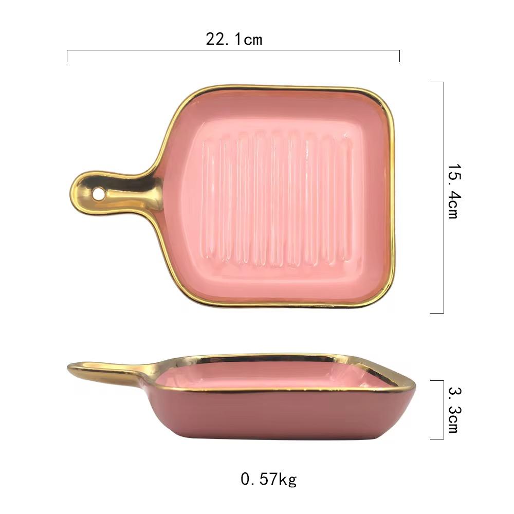 Golden Gridle Charm-Square Ceramic Tray