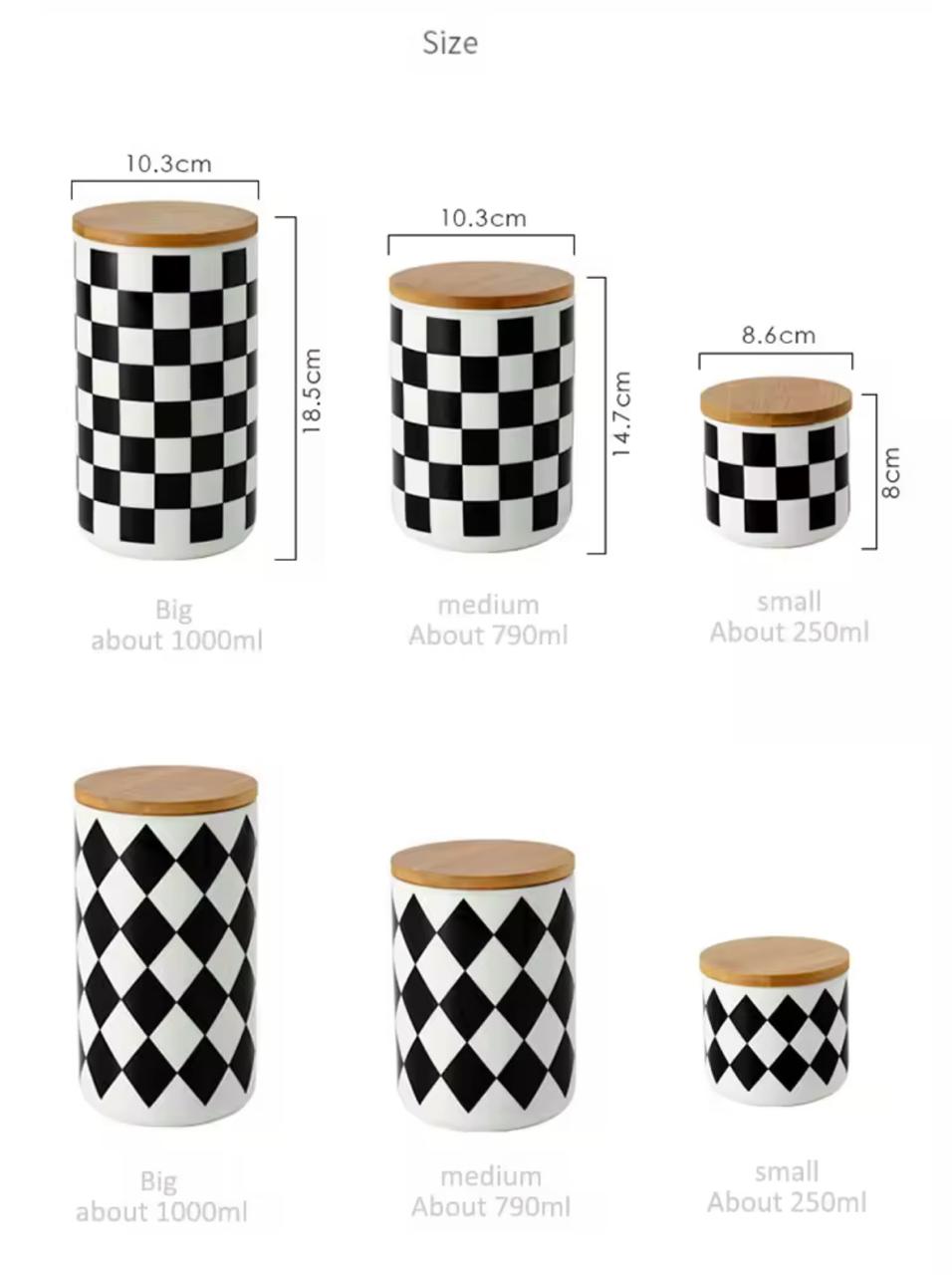 MONOCHROME BLOCK PRINTS CANISTERS