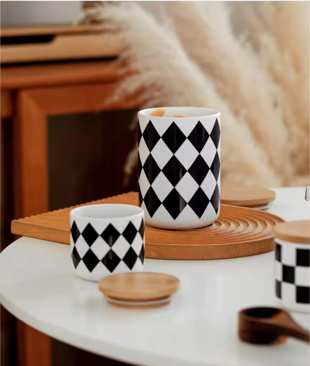 MONOCHROME BLOCK PRINTS CANISTERS