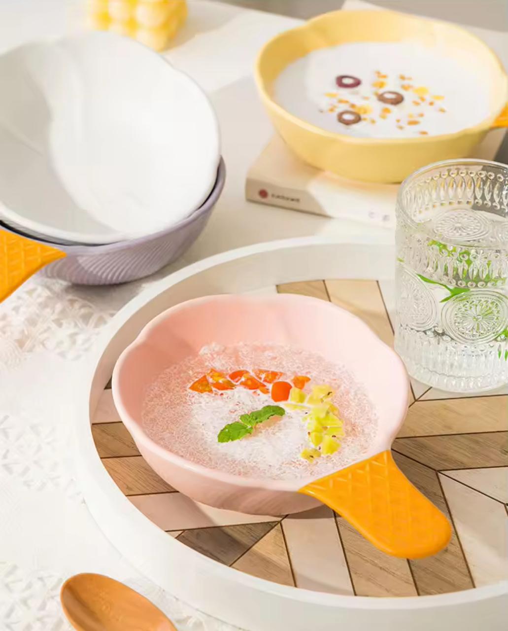 Waffle Handle Cereal & Snack Bowl
