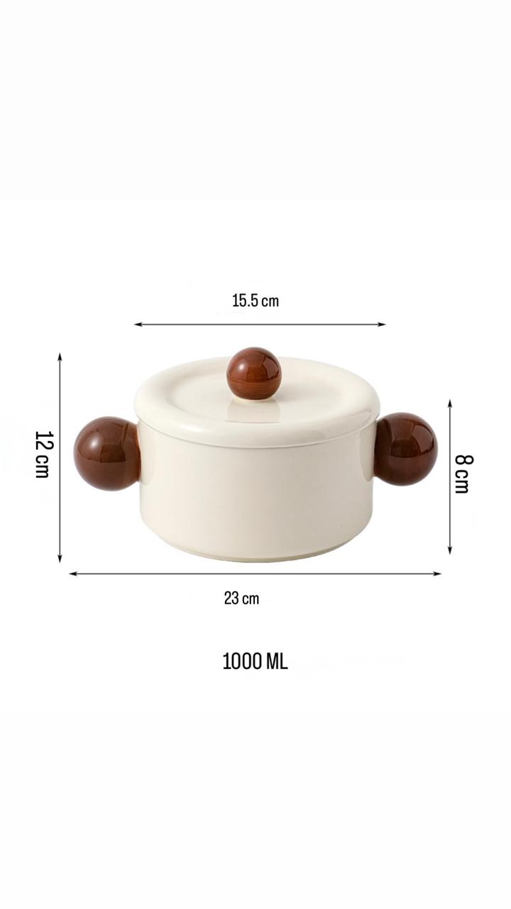 SphereKnob Ceramic Casserole with Lid – 1000 ml