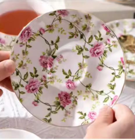 Blossom Breeze Tea Set- Porcelain Cup & Saucer, Kettle & Candle Warmer(15 Pcs)