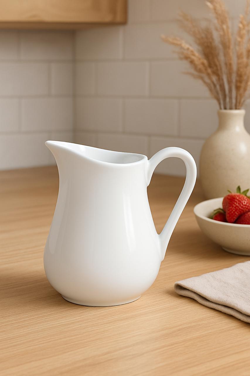 Timeless White Ceramic Pouring Jugs - Small, Medium, Large