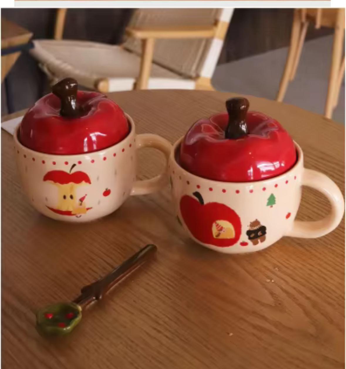 Cartoon Apple Ceramic Mug with Lid – by The Macau Home