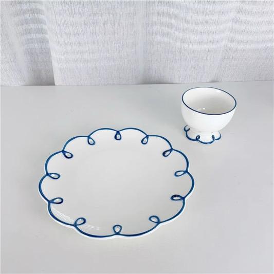 Flower Border Snack Plate Set