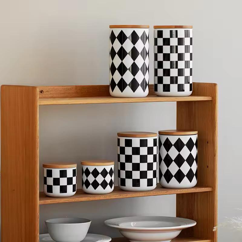 MONOCHROME BLOCK PRINTS CANISTERS