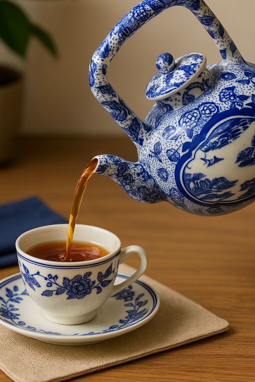 Blue and White Floral Porcelain Tea Pot-700 ML