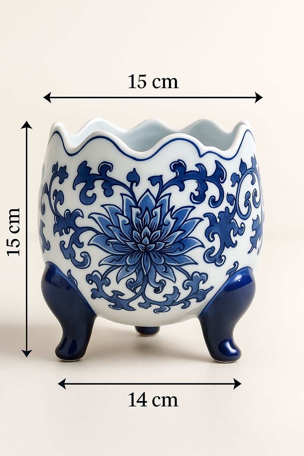 Blue & White Ceramic Pedestal Bowl