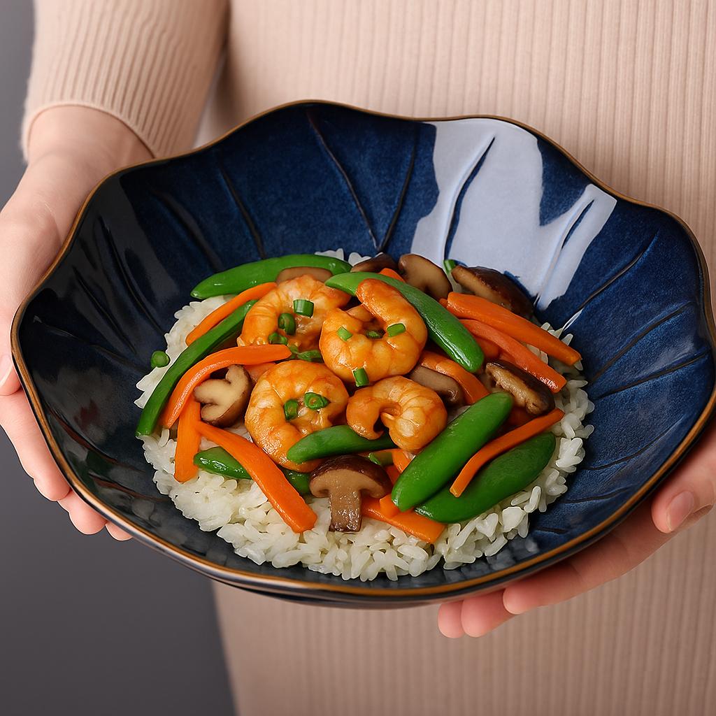 Curvy Edges Large serving Bowl- Ceramic