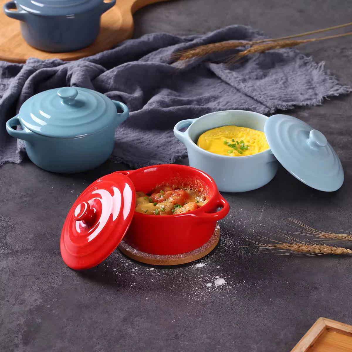 Mini Ceramic Casserole with Lid & Handles – 200ml