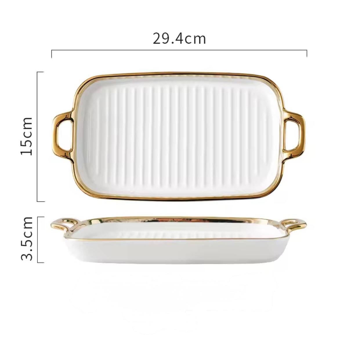 Glided Grove Ceramic Rectangle Serving Tray