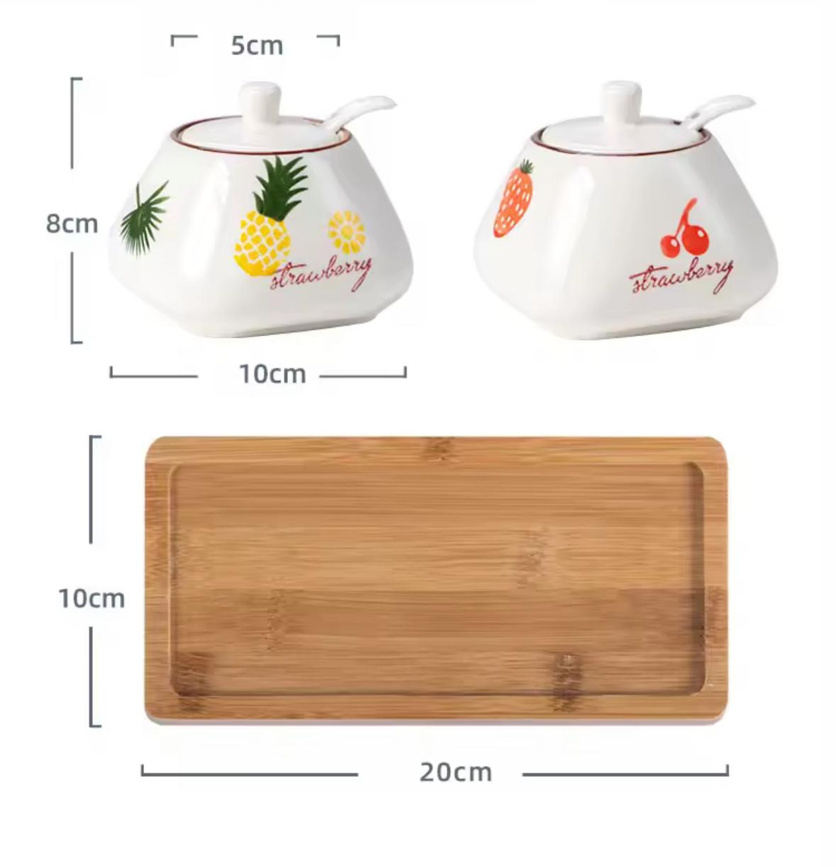 Tropical Bliss Ceramic Condiment Jars Set of 2