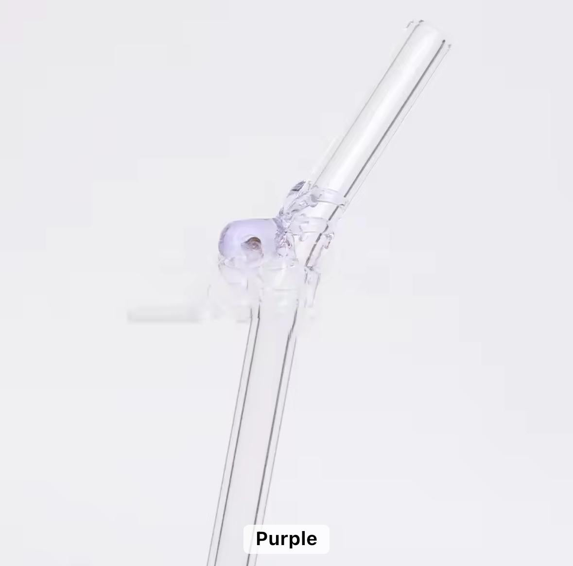 Cute Cherry Hook Design Glass Straws- Eco Friendly