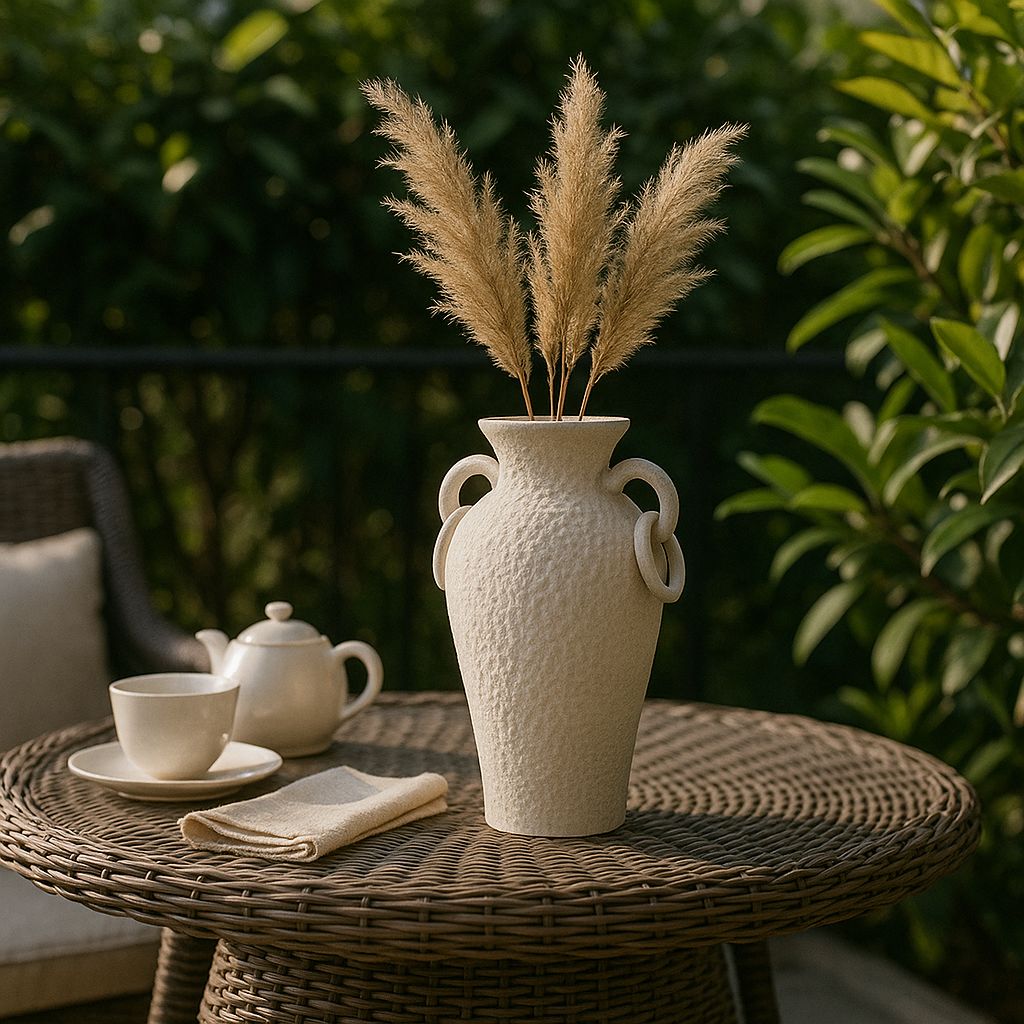 Aria Ring-Handle Tall Ceramic Vase