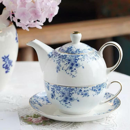 Solo Bloom Tea Set- Blue & White Porcelain Gift Set