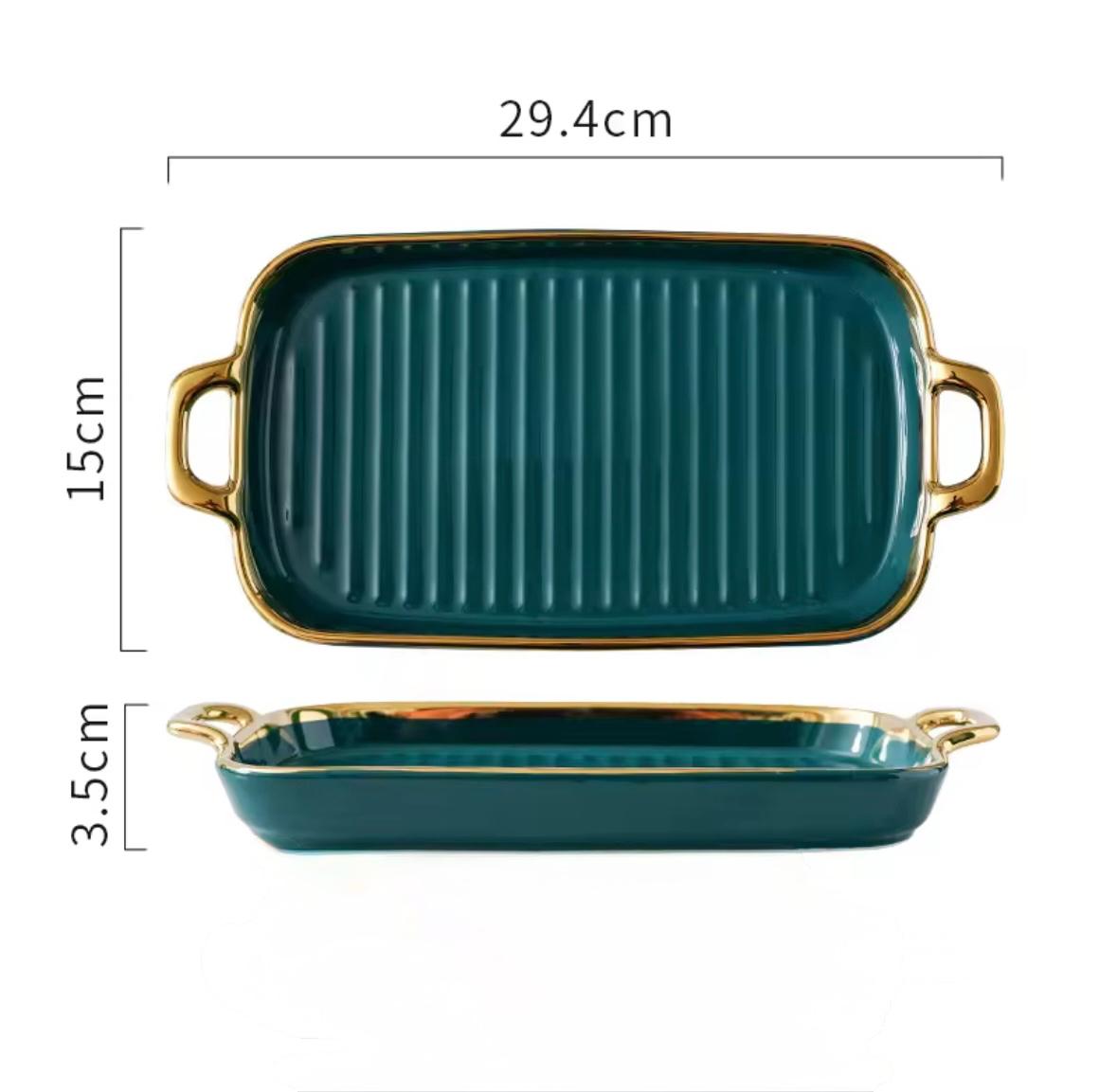 Glided Grove Ceramic Rectangle Serving Tray